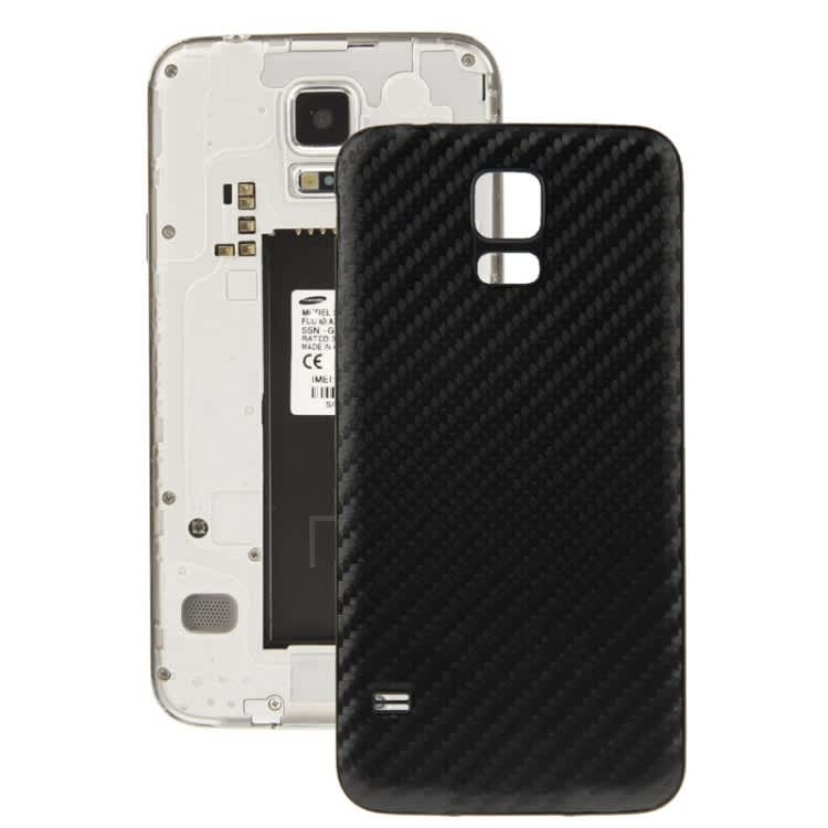 For Galaxy S5 / G900 Carbon Fiber Texture Plating Plastic Material  Back Cover (Black)