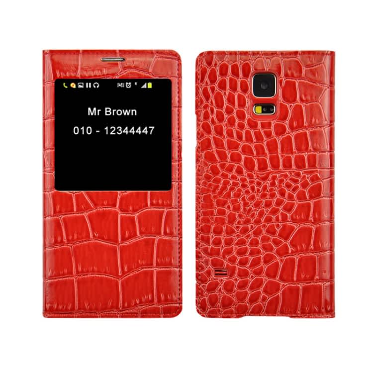 For Galaxy S5 / G900 Crocodile Texture Flip Leather Case + Plastic  Back Cover with Call Display ID