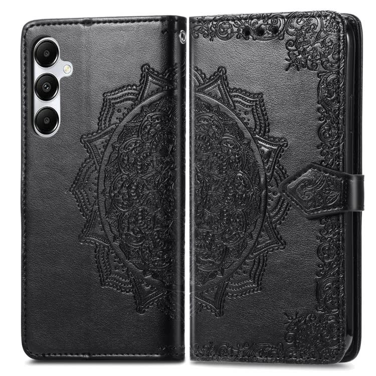For Samsung Galaxy A55 5G Mandala Flower Embossed Leather Phone Case(Black)