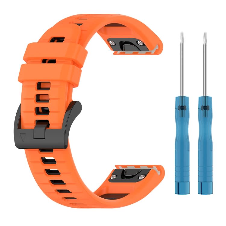For Garmin Fenix 6X GPS Sports Two-Color Quick Release Silicone Watch Band(Orange+Black)