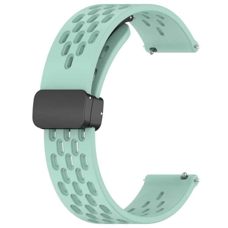For Samsung Galaxy Watch 4 44mm 20mm Folding Magnetic Clasp Silicone Watch Band(Teal)