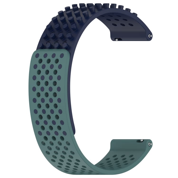 For Garmin Vivoactive 3 20mm Holes Breathable 3D Dots Silicone Watch Band(Midnight Blue+Olive Green