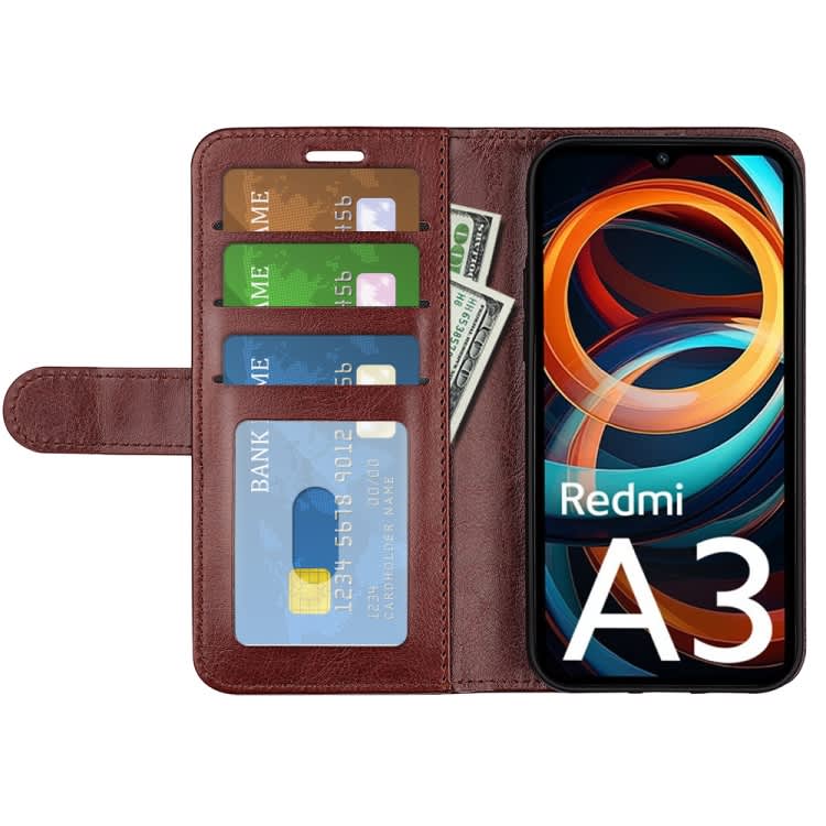 For Xiaomi Redmi Note 13 4G R64 Texture Horizontal Flip Leather Phone Case(Brown)