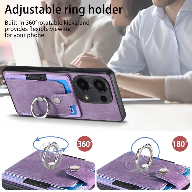 For Xiaomi Redmi Note 13 Pro 4G Retro Skin-feel Ring Card Wallet Phone Case(Purple)