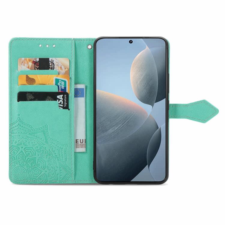 For Xiaomi Redmi K70E Mandala Flower Embossed Leather Phone Case(Green)