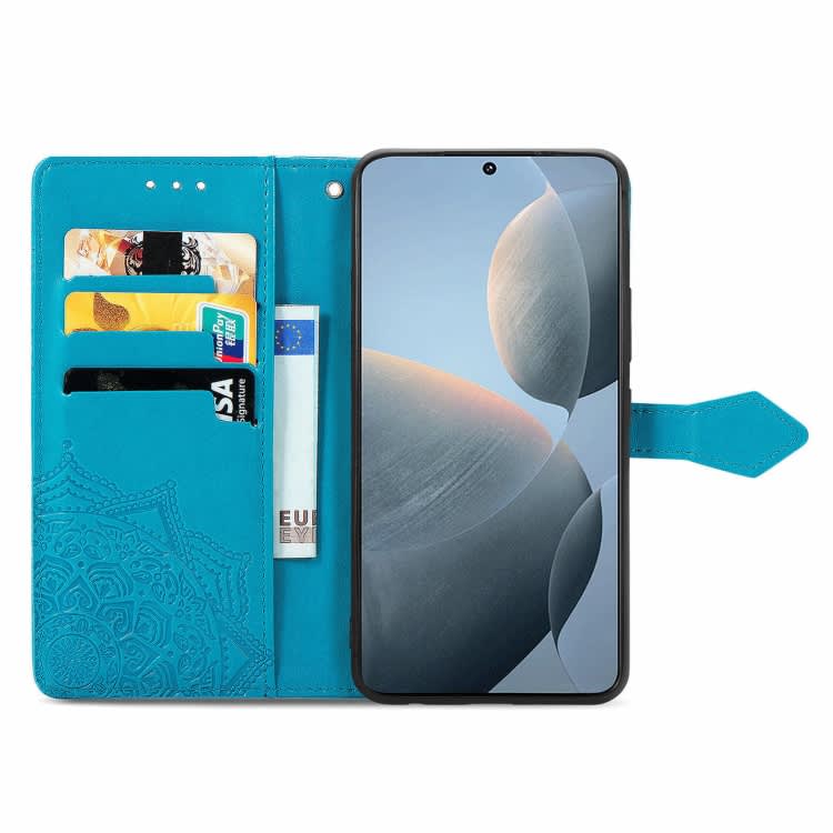 For Xiaomi Redmi K70E Mandala Flower Embossed Leather Phone Case(Blue)