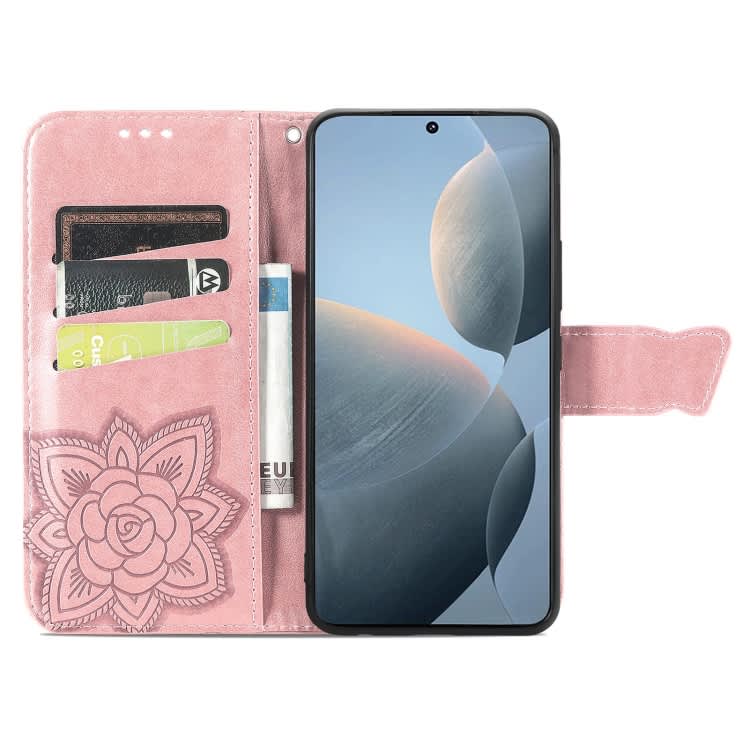 For Xiaomi Redmi K70E Butterfly Love Flower Embossed Leather Phone Case(Rose Gold)