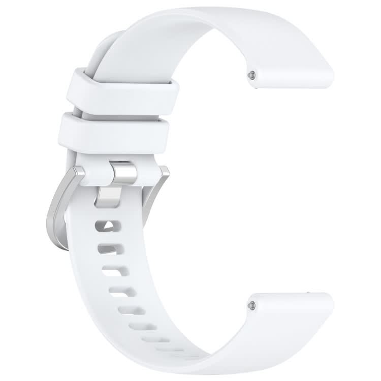 For Amazfit GTR 42mm / GTS 20mm Liquid Glossy Silver Buckle Silicone Watch Band(White)
