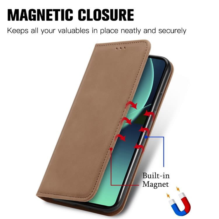For Xiaomi 13T / 13T Pro Retro Skin Feel Magnetic Flip Leather Phone Case(Brown)