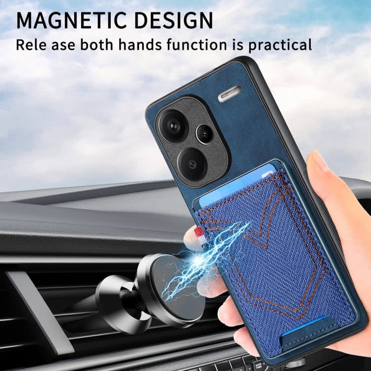 For Xiaomi Redmi Note 13 Pro+ Denim Texture Leather Skin Phone Case with Card Slot(Blue)