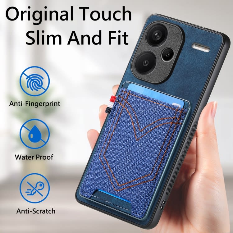 For Xiaomi Redmi Note 13 Pro+ Denim Texture Leather Skin Phone Case with Card Slot(Blue)