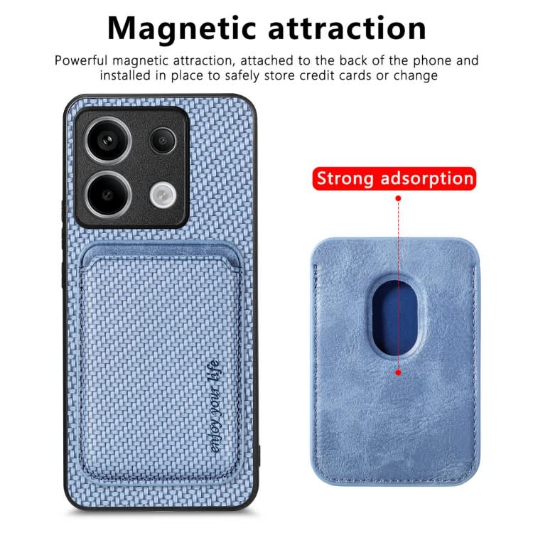 For Xiaomi Redmi Note 13 Pro Carbon Fiber Leather Card Magnetic Phone Case(Blue)