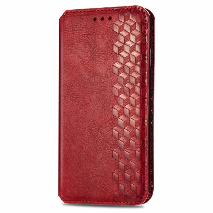 For Samsung Galaxy XCover 5 Cubic Grid Pressed Magnetic Leather Phone Case(Red)