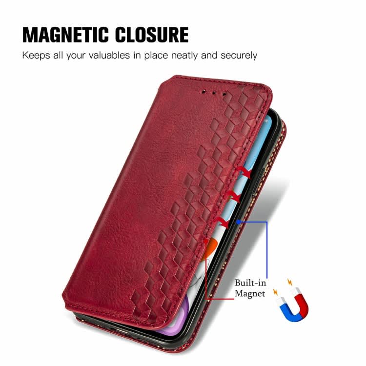 For Samsung Galaxy XCover 5 Cubic Grid Pressed Magnetic Leather Phone Case(Red)
