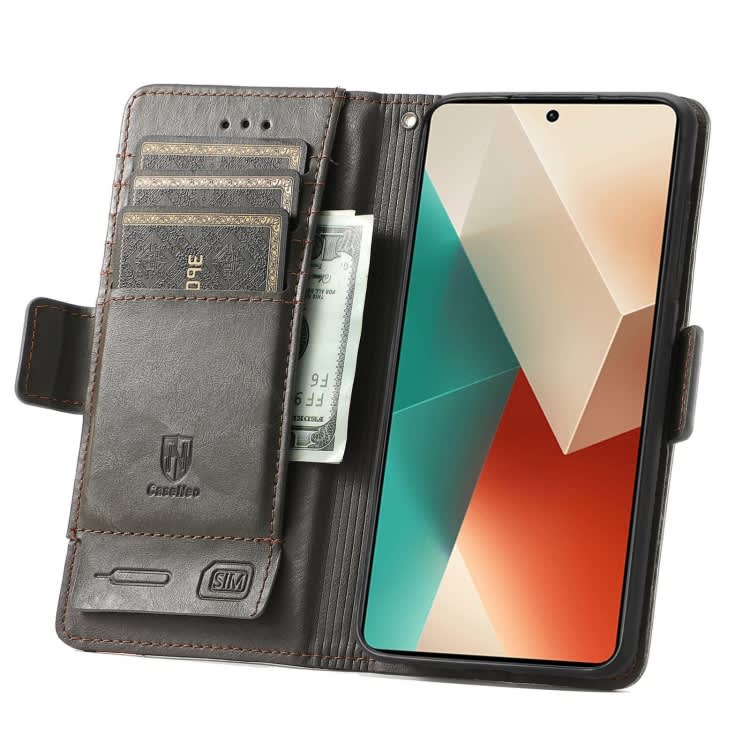 For Xiaomi Redmi Note 13 Pro 4G CaseNeo Splicing Dual Magnetic Buckle Leather Phone Case(Gray)
