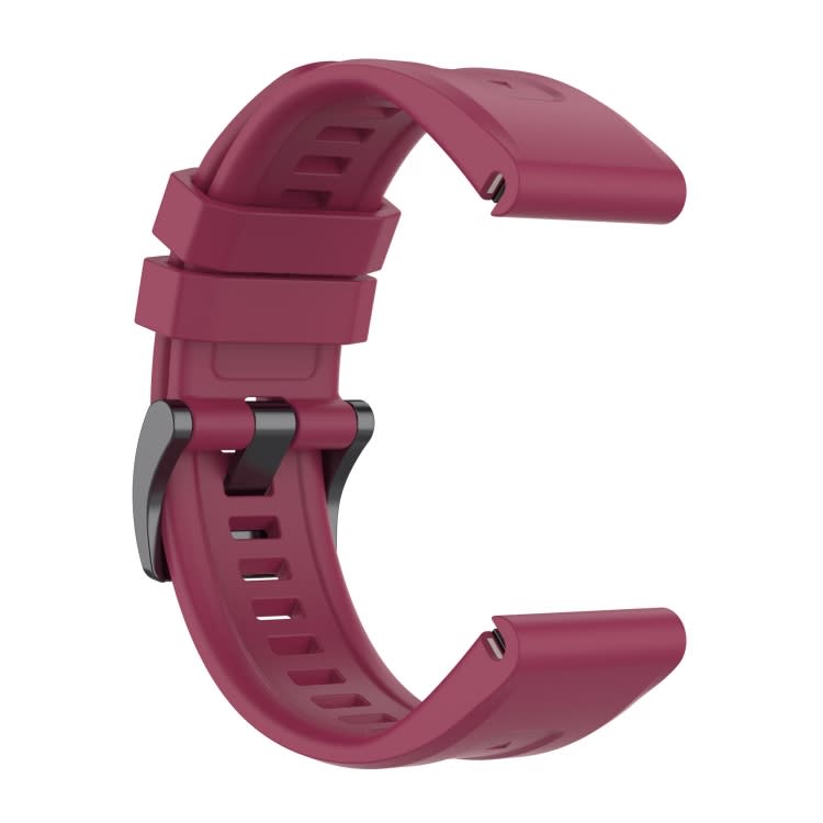 For Garmin Fenix 6 GPS Solid Color Black Buckle Silicone Quick Release Watch Band(Wine Red)