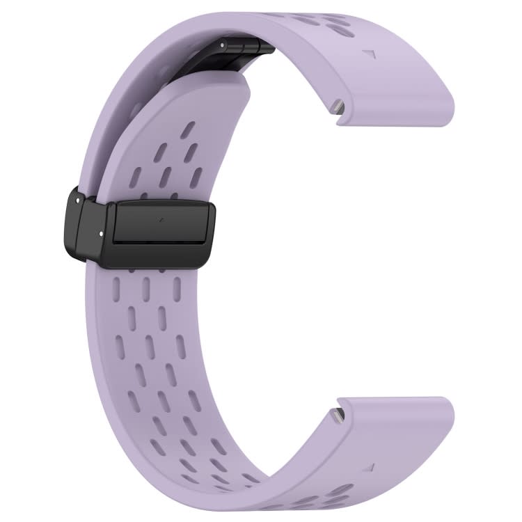 For Garmin Instinct 2 / Instinct 22mm Holes Magnetic Folding Buckle Silicone Watch Band(Purple)