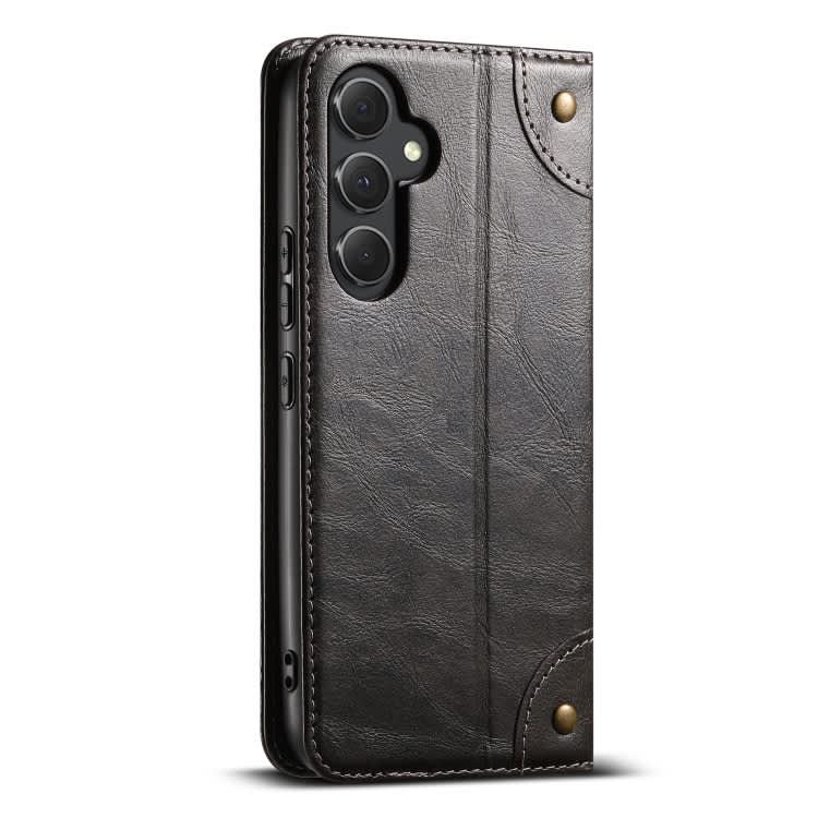 For Samsung Galaxy A34 5G Suteni Baroque Calf Texture Buckle Wallet Leather Phone Case(Black)