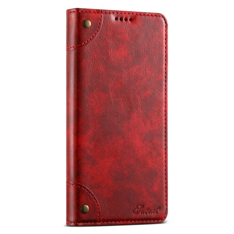 For Samsung Galaxy A34 5G Suteni Baroque Calf Texture Buckle Wallet Leather Phone Case(Red)