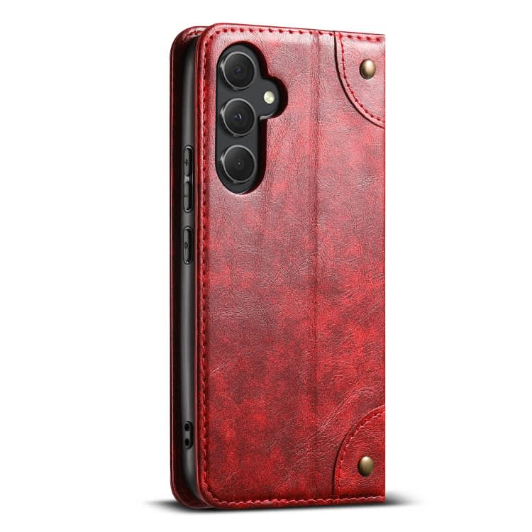 For Samsung Galaxy A34 5G Suteni Baroque Calf Texture Buckle Wallet Leather Phone Case(Red)