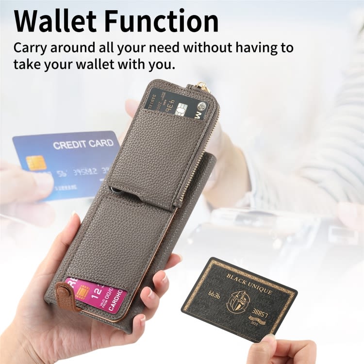 For Samsung Galaxy S23 Ultra 5G Litchi Leather Oil Edge Ring Zipper Wallet Back Phone Case(Grey)