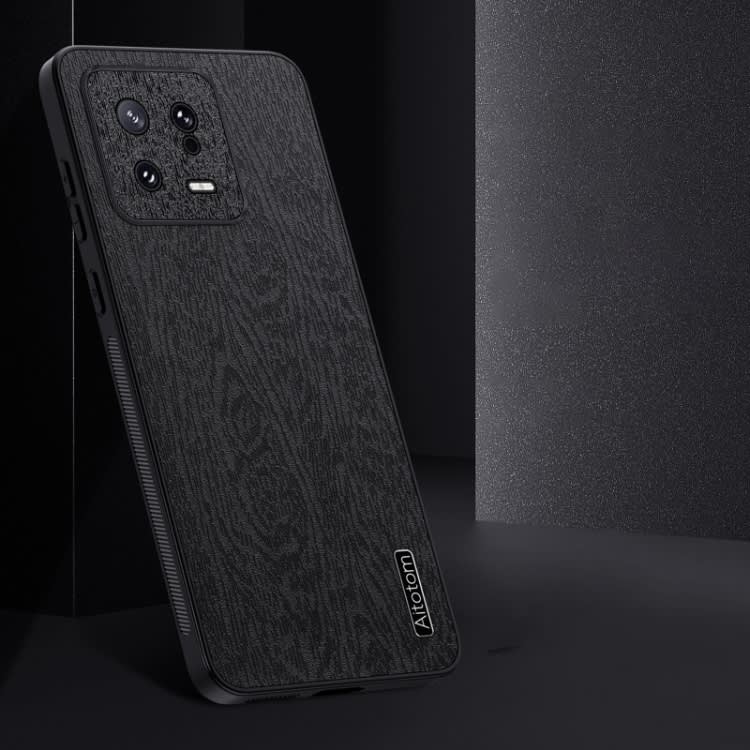 For Xiaomi  13 Tree Bark Leather Shockproof Phone Case(Black)
