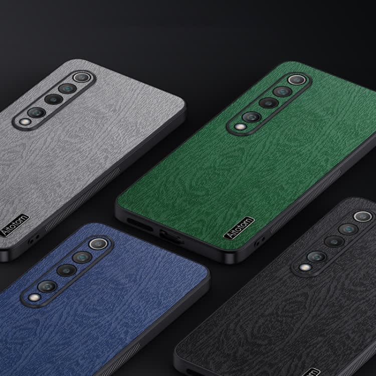 For Xiaomi Mi 10 Tree Bark Leather Shockproof Phone Case(Black)