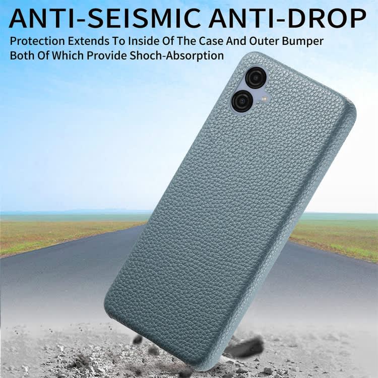 For Samsung Galaxy A04e Litchi Oil Edge Leather Back Phone Case(Blue)