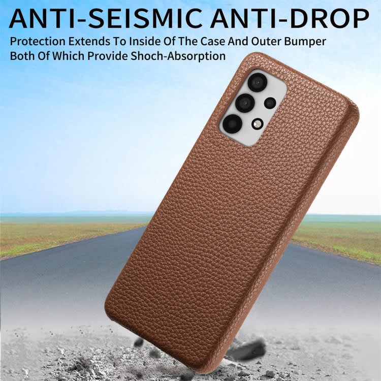 For Samsung Galaxy A32 4G Litchi Oil Edge Leather Back Phone Case(Brown)