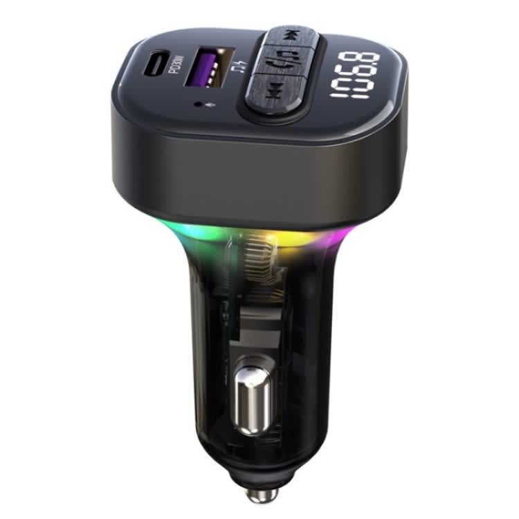 C50 Type-C + USB Car Charger Colorful Light Car Bluetooth Adapter FM Transmitter MP3 Player