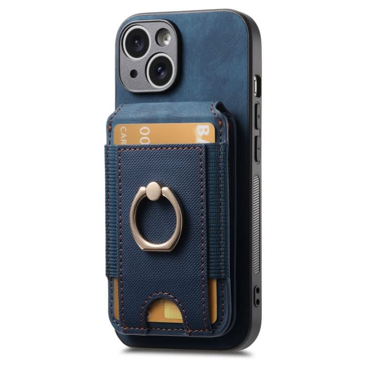 For iPhone 12 Pro Max Retro Splitable Magnetic Stand Card Bag Leather Phone Case(Blue)