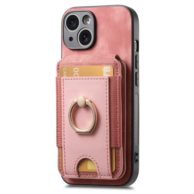 For iPhone 11 Pro Retro Splitable Magnetic Stand Card Bag Leather Phone Case(Pink)