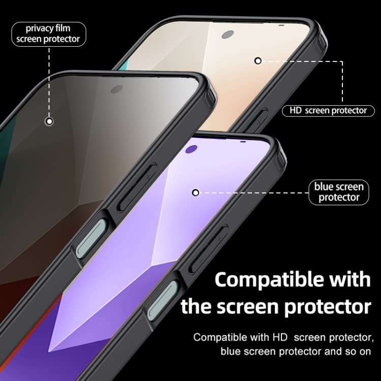 For Xiaomi Redmi 13 4G Global Armor Clear TPU Hard PC Phone Case(Scrub Black)