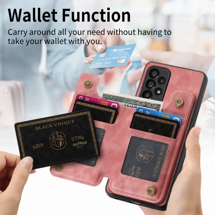 For Samsung Galaxy A72 4G/5G Retro Leather Zipper Wallet Back Phone Case(Pink)