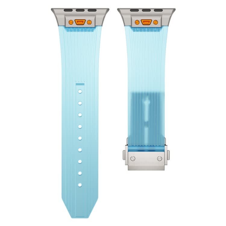 For Apple Watch Series 8 45mm Transparent Silicone Watch Band(Titanium Transparent Blue)