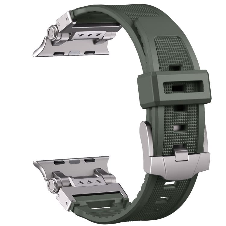 For Apple Watch Series 3 42mm Silicone Armor Mecha Head Watch Band(Green)