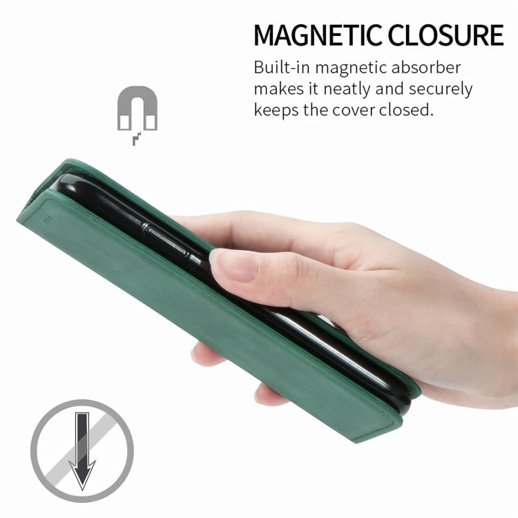 For Samsung Galaxy M55 Retro Skin Feel Magnetic Leather Phone Case(Green)