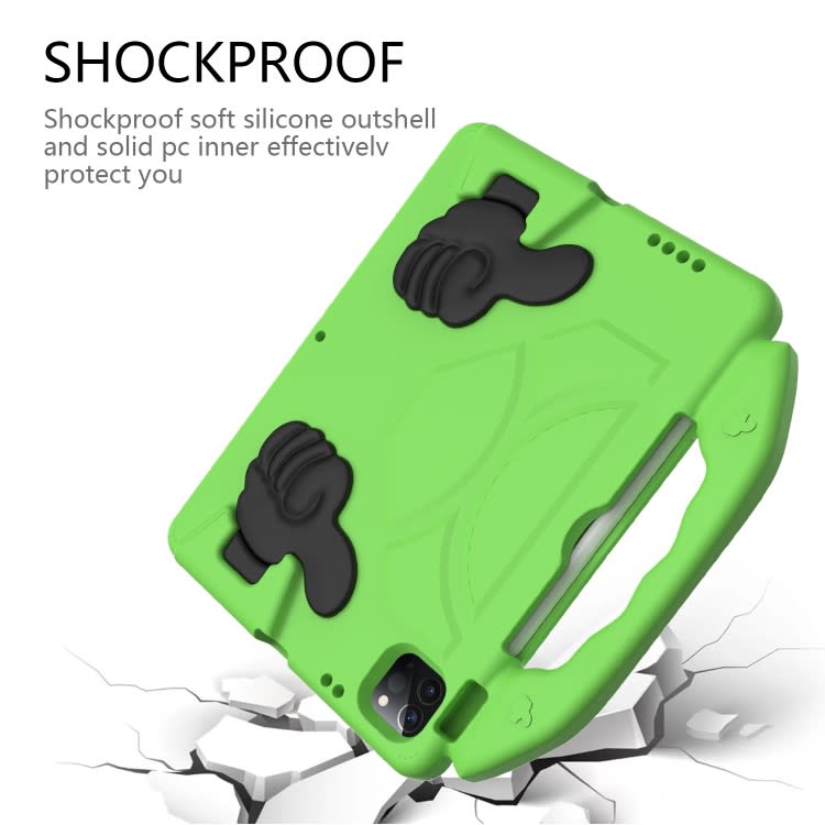 For iPad Pro 11 2024 Children EVA Shockproof Tablet Case with Thumb Bracket(Green)