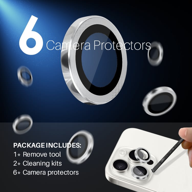 For iPhone 15 Pro / 15 Pro Max NORTHJO 2 Set 6pcs Camera Lens Protector Cover Metal Ring(Silver)
