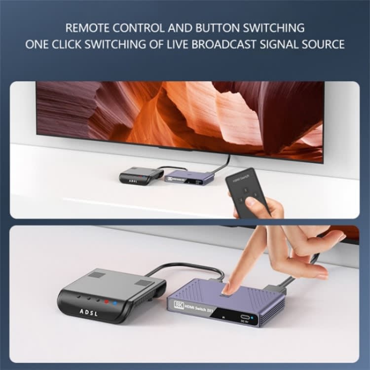 Q803 For TV / Monitor / Camera 8K HDMI 3-in-1-out Switch Converter with USB-C 5V Port