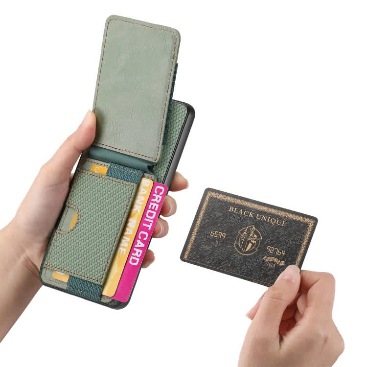 For Samsung Galaxy S24 5G Carbon Fiber Vertical Flip Wallet Stand Phone Case(Green)