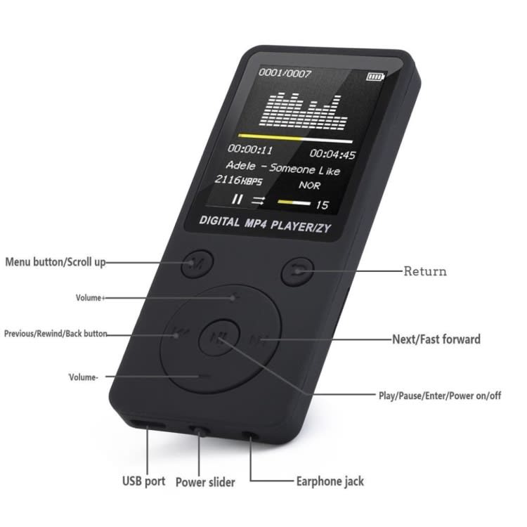 Portable MP4 Lossless Sound Music Player FM Recorder Walkman Player Mini Support Music, Radio, Recor