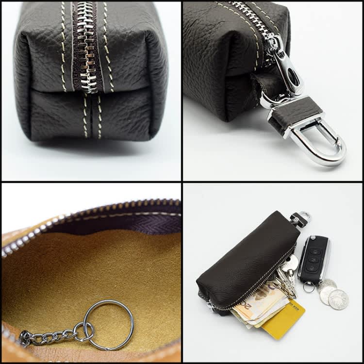 Car Keys Holder Genuine Leather Coin Purse for Men Key Wallets(Black)