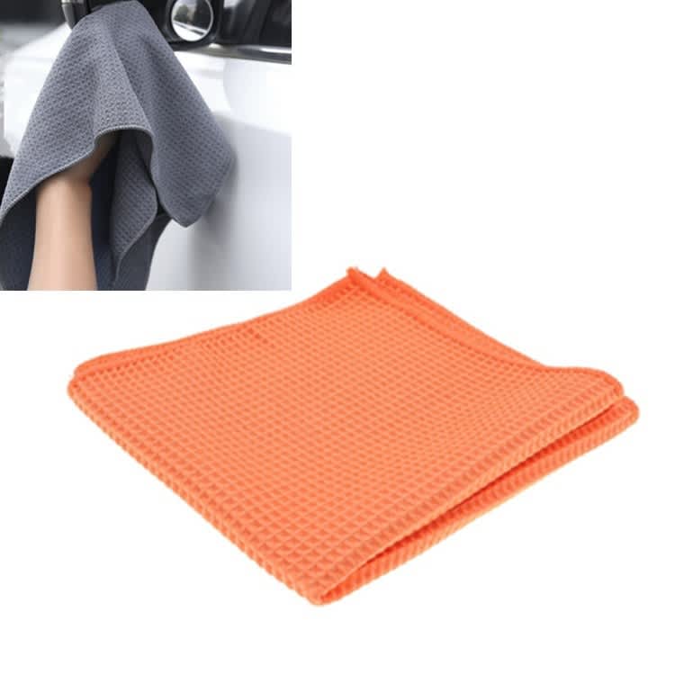 Pineapple Lattice Microfiber Lint-free Absorbent Honeycomb Car Washing Towel, Size:40x40cm(Orange)