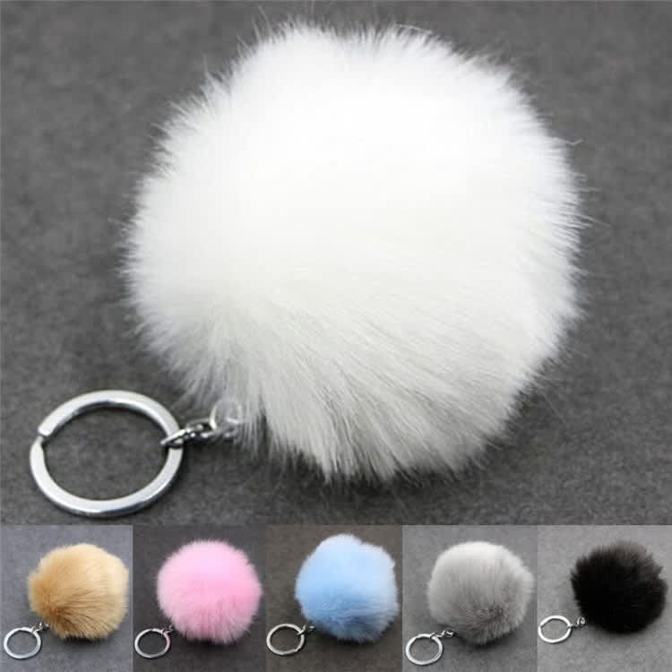 Simple Key Chain Fur Ball Pompon Keychain Pompom Artificial Rabbit Fur Animal Keychains for Woman C
