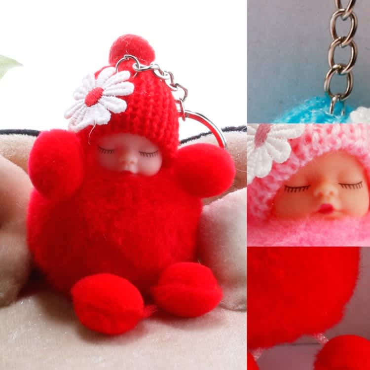 Sleeping Baby Doll Ball Key Chain Car Keyring Holder Bag Pendant Charm Keychain(Magenta)
