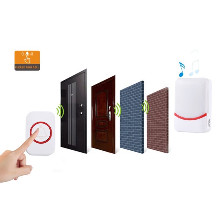 CMF1188 Home Music Remote Control Wireless Doorbell with 38 Ringtones & Colorful Flashing Lights + R