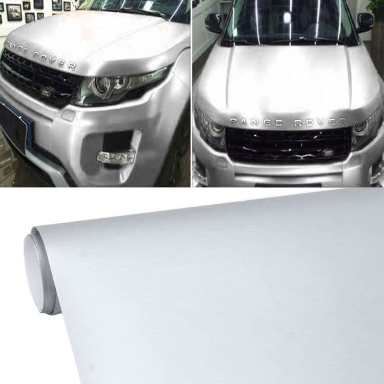 1.52 * 0.5m Waterproof PVC Wire Drawing Brushed Chrome Vinyl Wrap Car Sticker Automobile Ice Film S