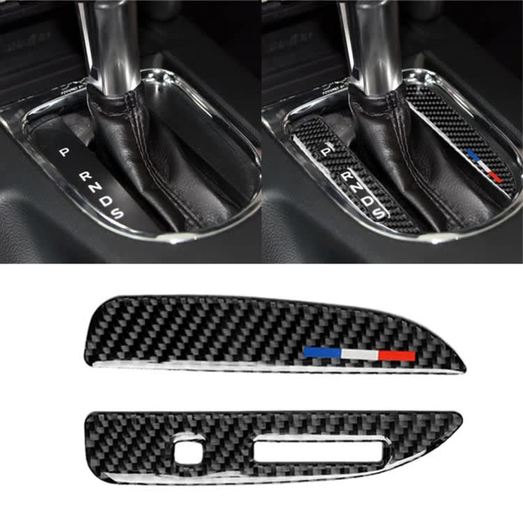 2 PCS Car USA Color Carbon Fiber Gearshift Panel Decorative Sticker for Ford Mustang 2015-2017, Lef