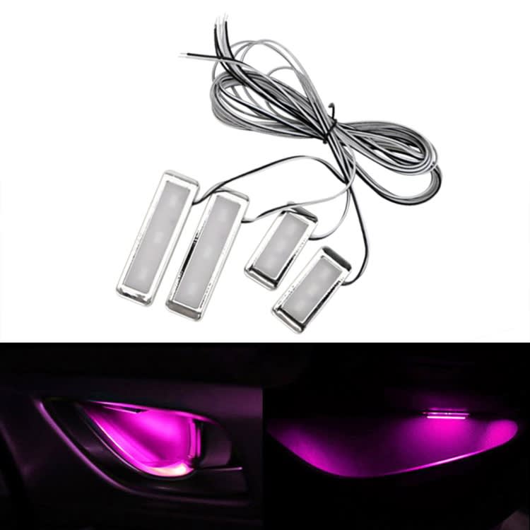 4 PCS Universal Car LED Inner Handle Light Atmosphere Lights Decorative Lamp DC12V / 0.5W Cable Len